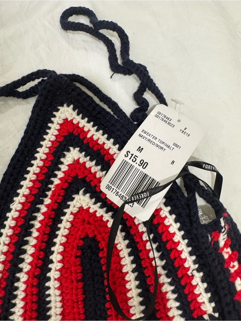 Forever 21 Crochet Triangle Bralette - Navy, Red, White
